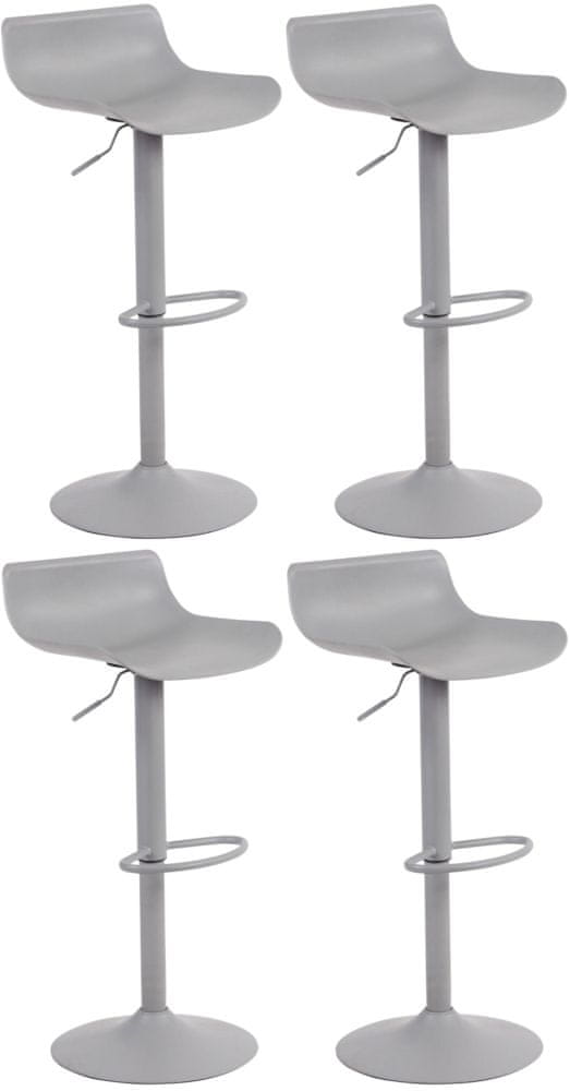 BHM Germany Barové stoličky Aveiro (SET 4 ks), plast, sivá